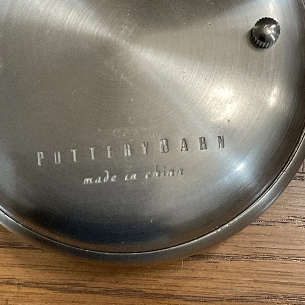 Pottery Barn Pocket Watch Clock with Easel Nickel Finish Round Working